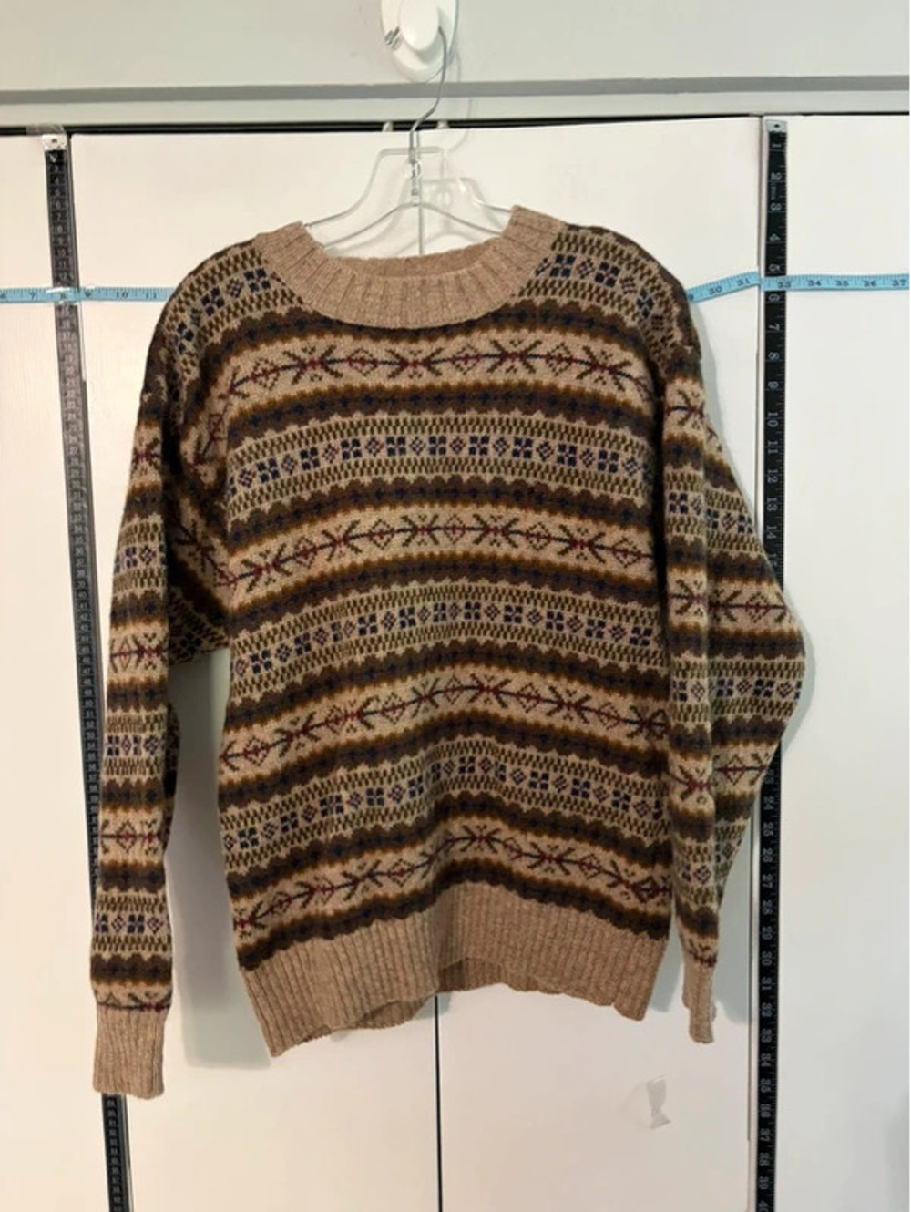 Tommy Hilfiger Sweater Vintage 90s Mens M Fair Isle 100% Wool Hong Kong Big Flag